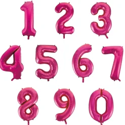 Folieballong, siffra 0 rosa 86 cm