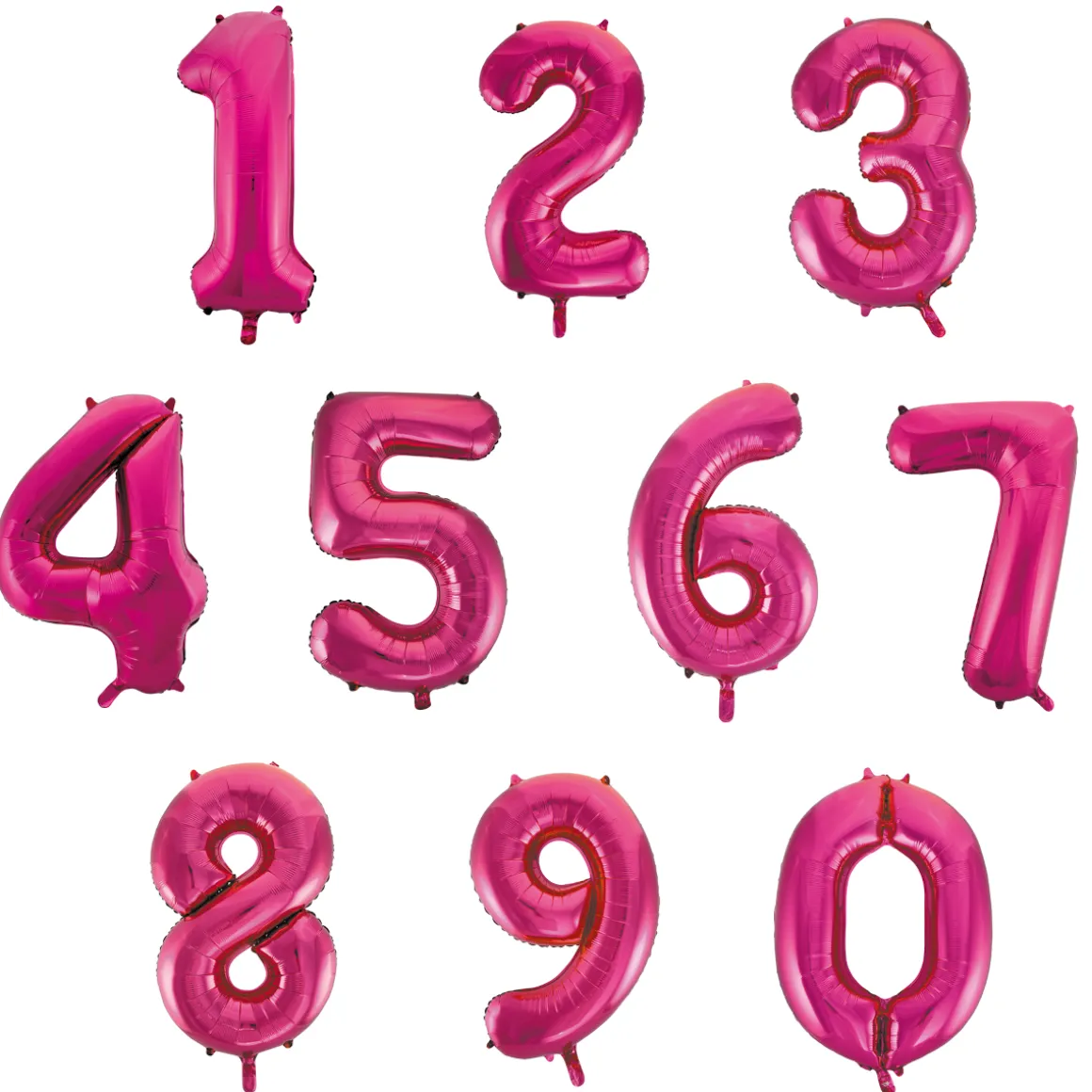 Folieballong, siffra 0 rosa 86 cm