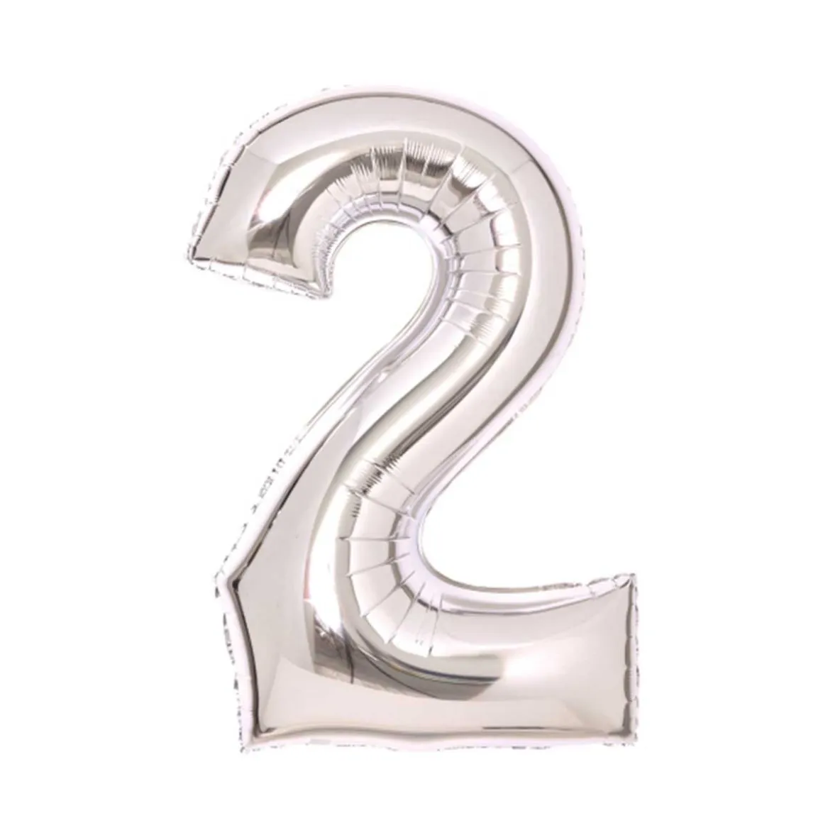 Folieballong, siffra 2 silver 66 cm