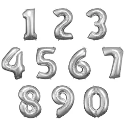 Folieballong, siffra 1 silver 86 cm