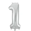 Folieballong, siffra 1 silver 86 cm