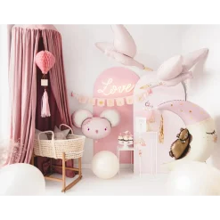 Folieballong, teddybear on the moon rosa 80x98 cm