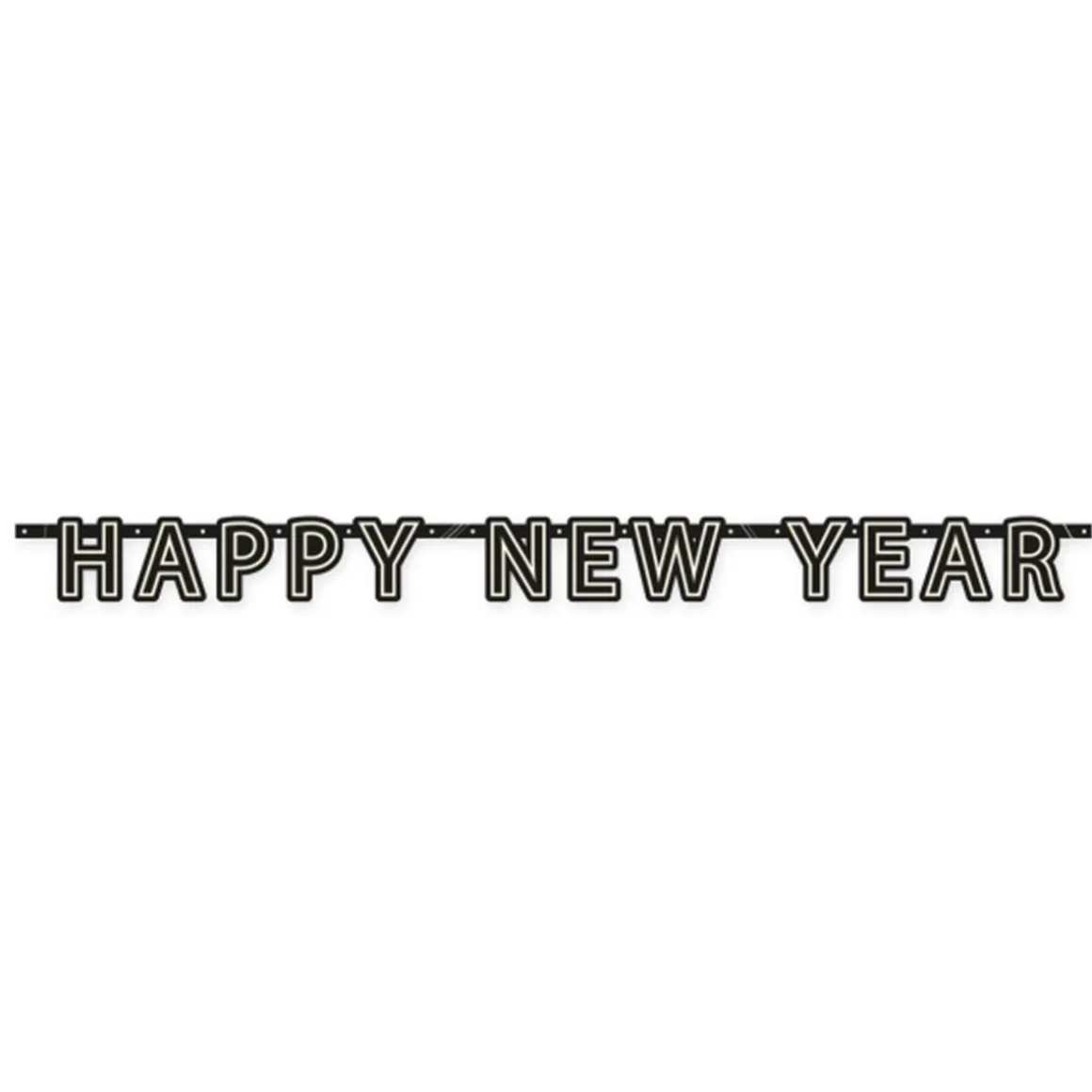 Girlang, happy new year svart 180x13 cm