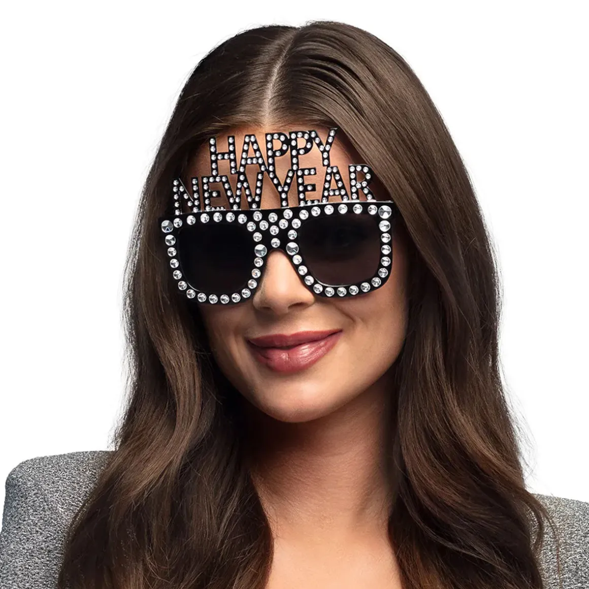 Glasögon, happy new year bling bling silver