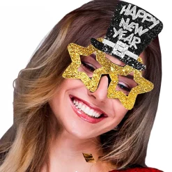 Glasögon, happy new year guld