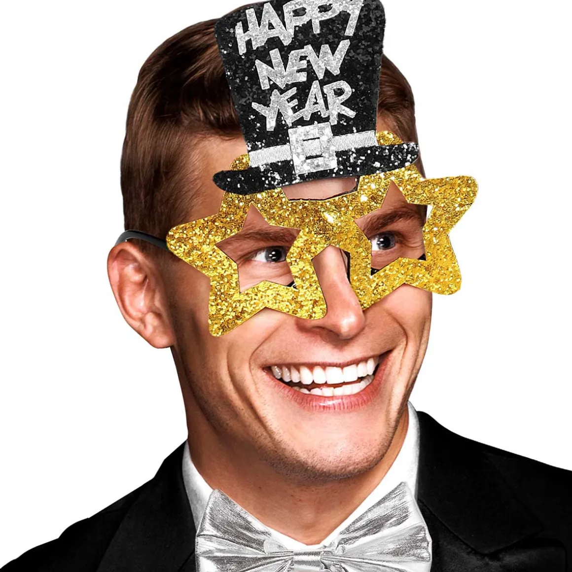 Glasögon, happy new year guld