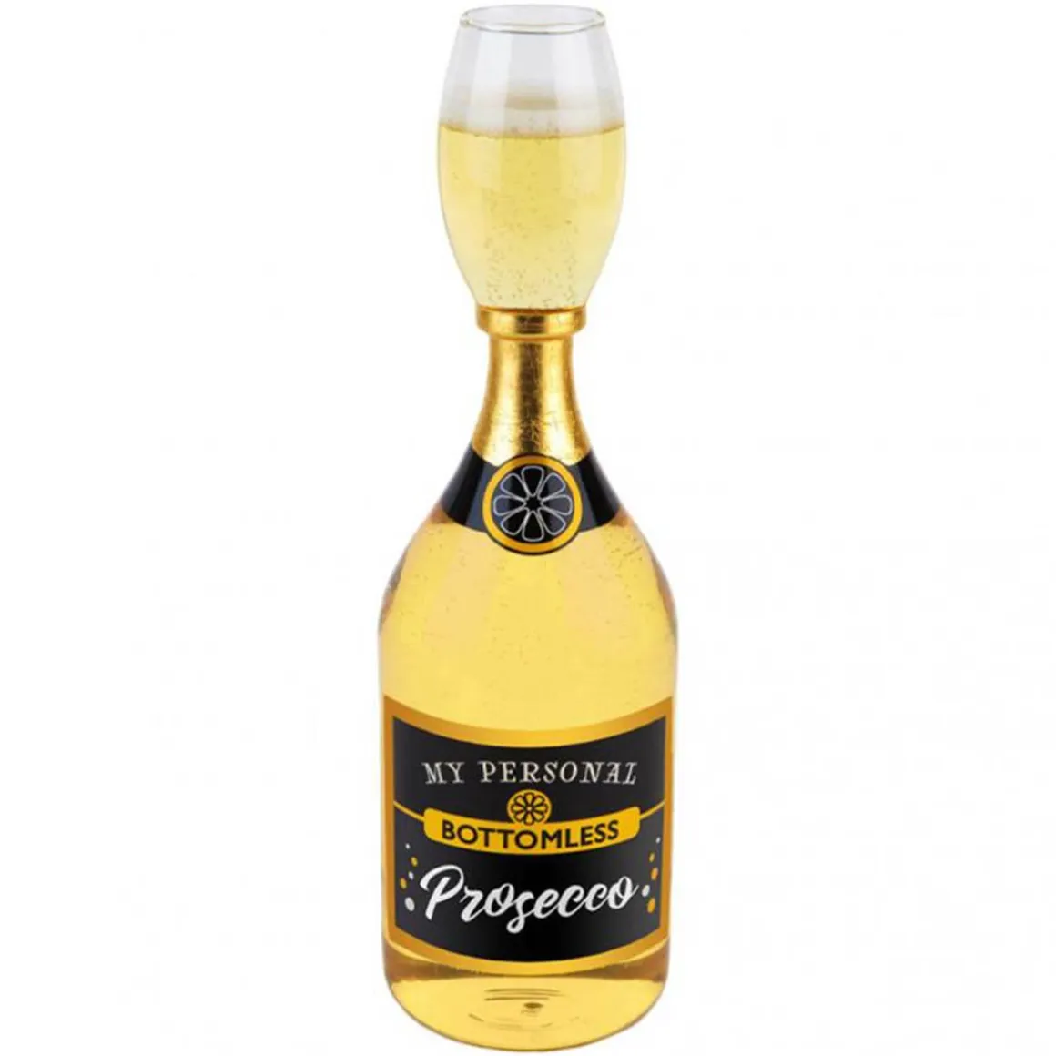 Glas, prosecco bottle