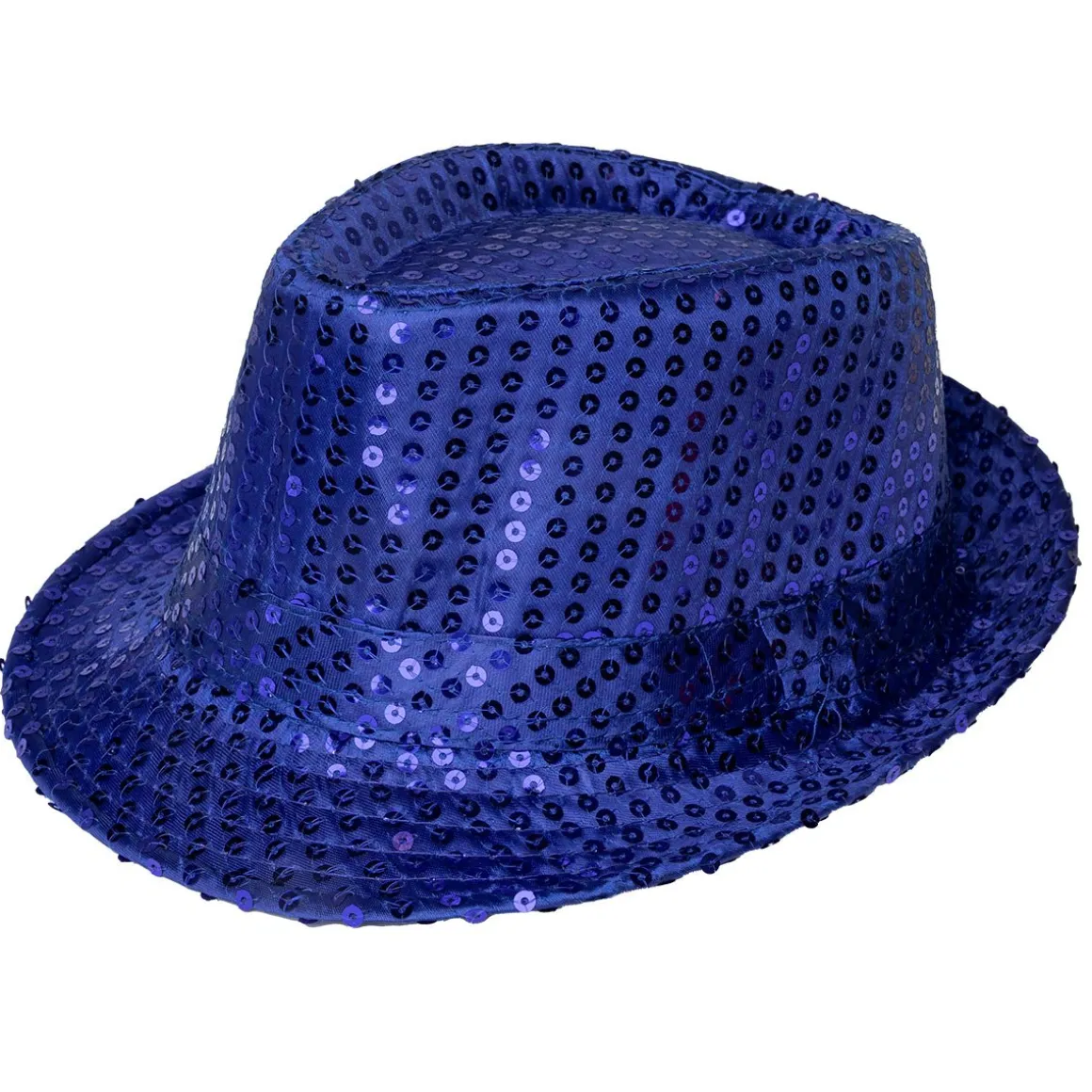 Glitterhatt, fedora blå