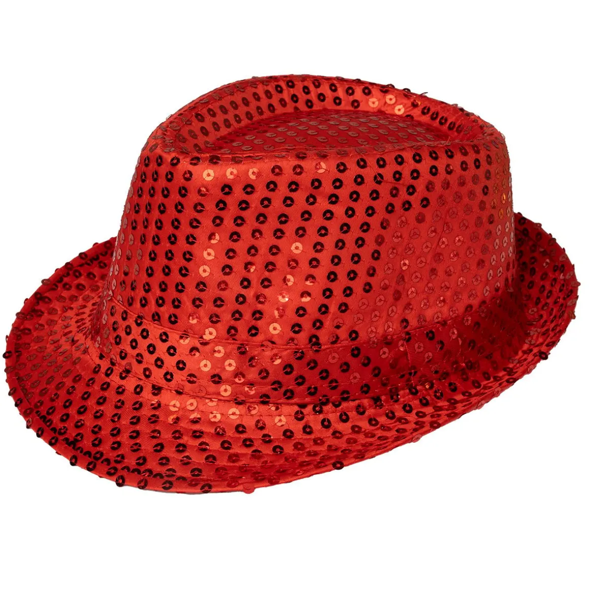 Glitterhatt, fedora röd