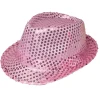 Glitterhatt, fedora rosa