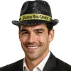Glitterhatt, fedora svart happy new year