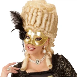 Ögonmask, gold venice med fjäder