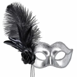 Ögonmask, silver venice med fjäder