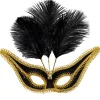 Ögonmask, spetsig med fjädrar svart