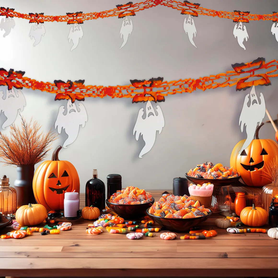Halloweengirlang, spöke 300 cm