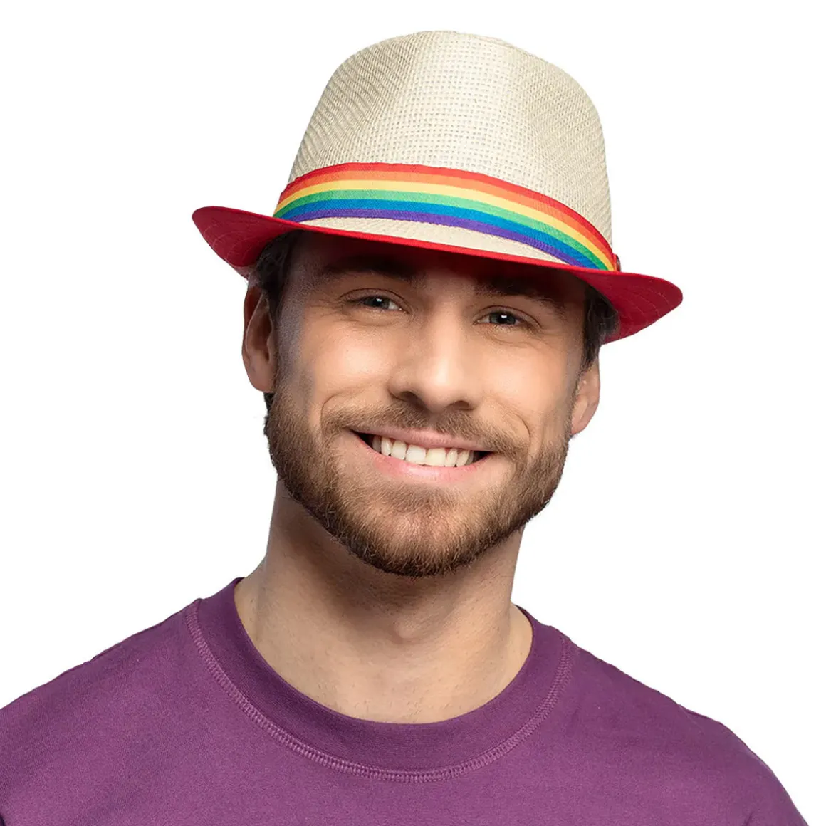Hatt, fedora regnbåge strå