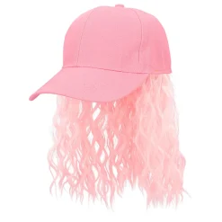 Keps med hår, rosa