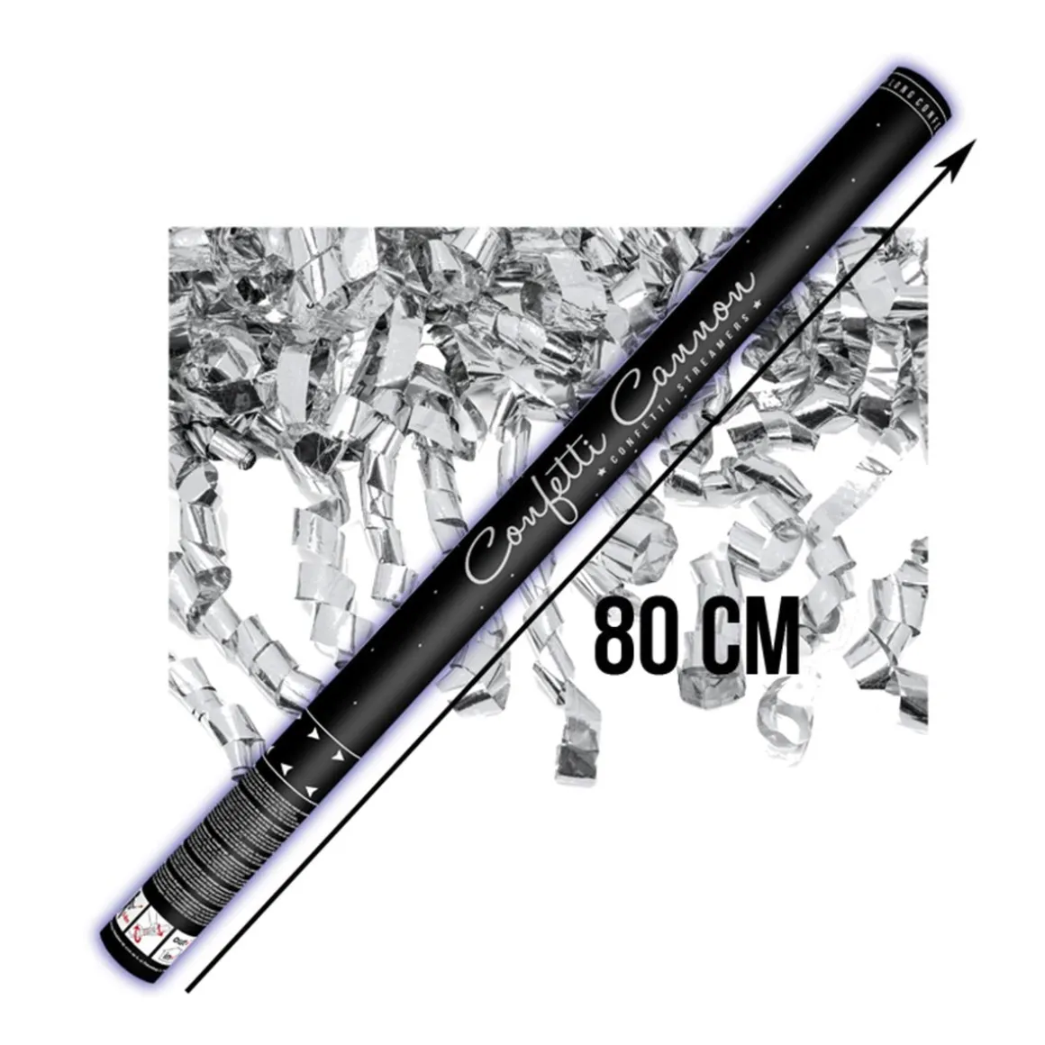 Konfettibomb, silver streamers 80 cm