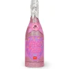 Konfettikanon, champagneflaska rosa glitter 33,5 cm