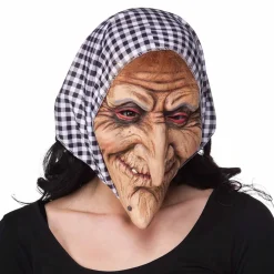Latexmask, häxa med sjal