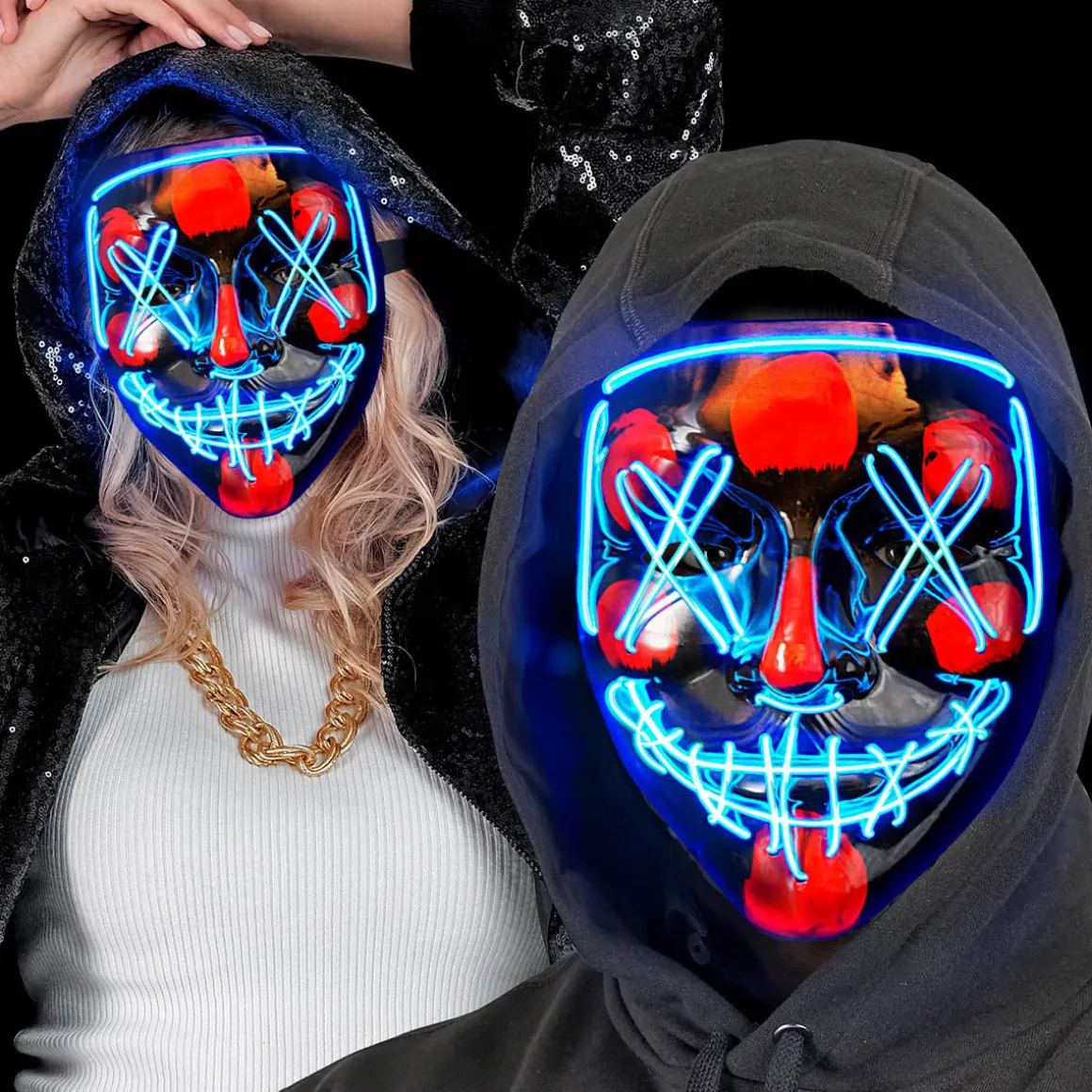 LED-mask, scary blå