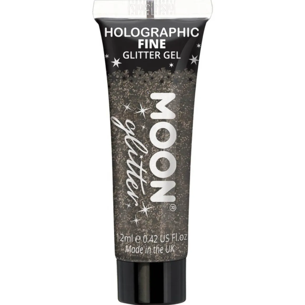 Moon Glitter Holographic Fine Glitter Gel, svart 12 ml