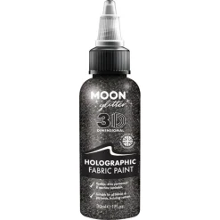 Moon Glitter Holographic Glitter Fabric Paint, black 30 ml