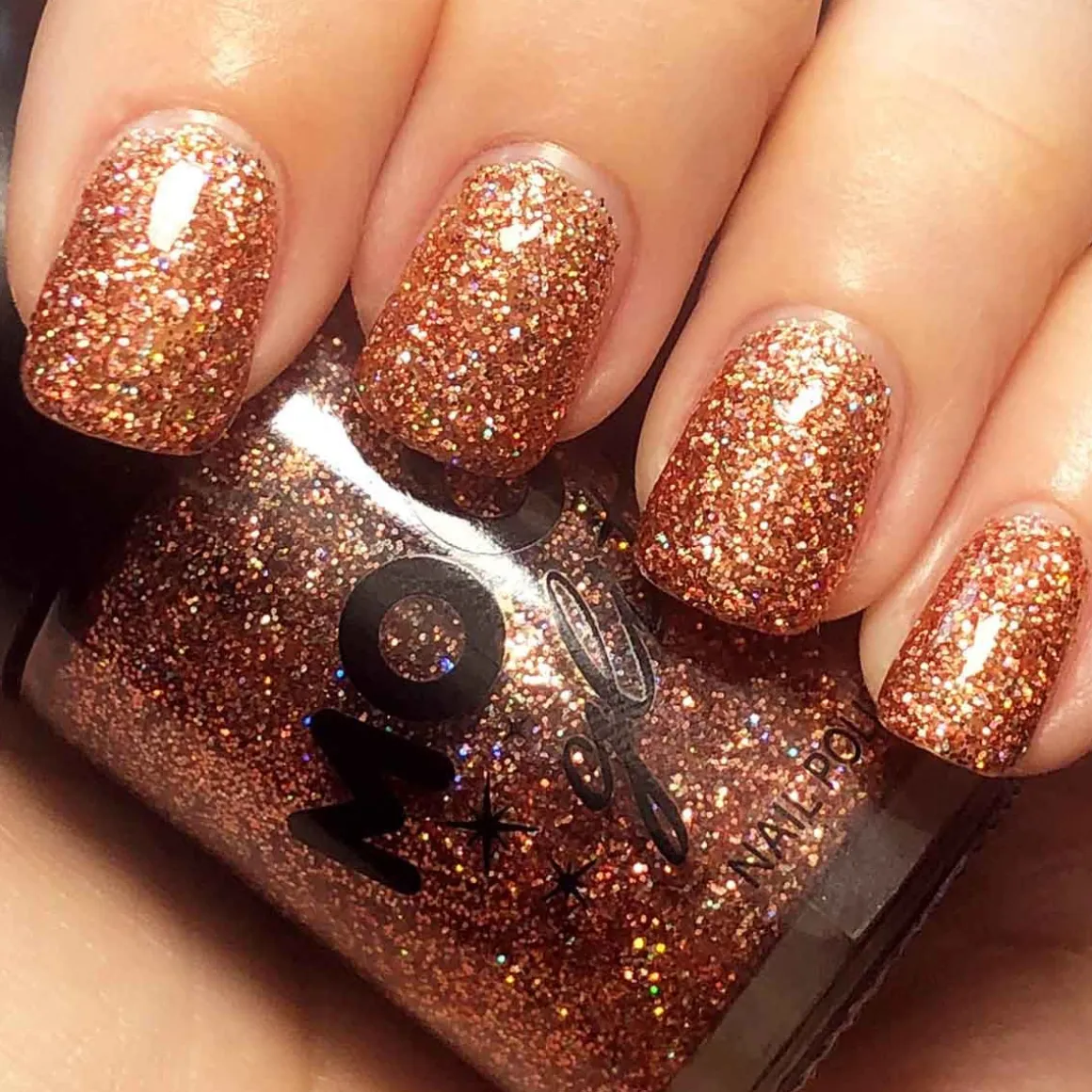 Moon Glitter Holographic Nail Polish, rose gold 14 ml