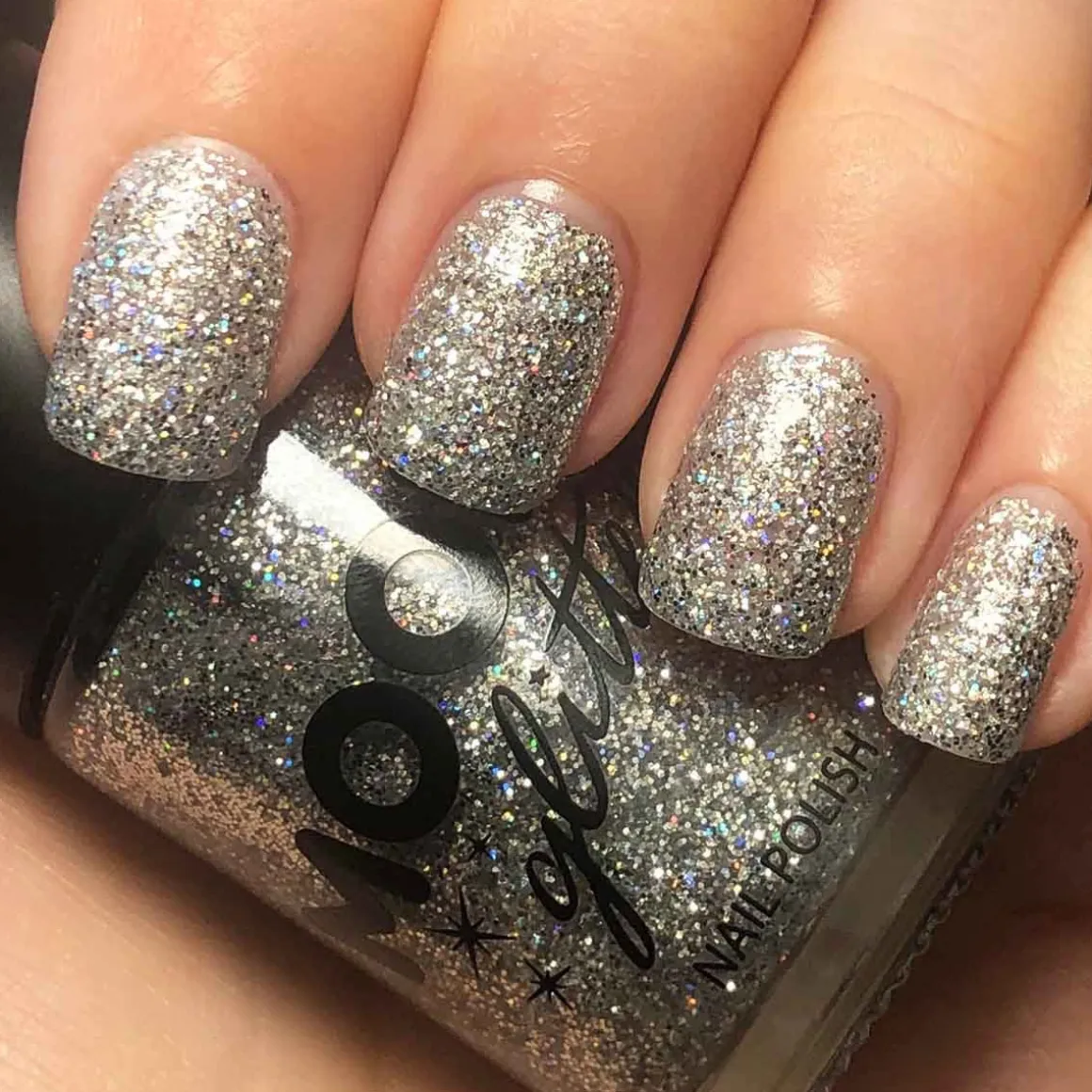 Moon Glitter Holographic Nail Polish, silver 14 ml