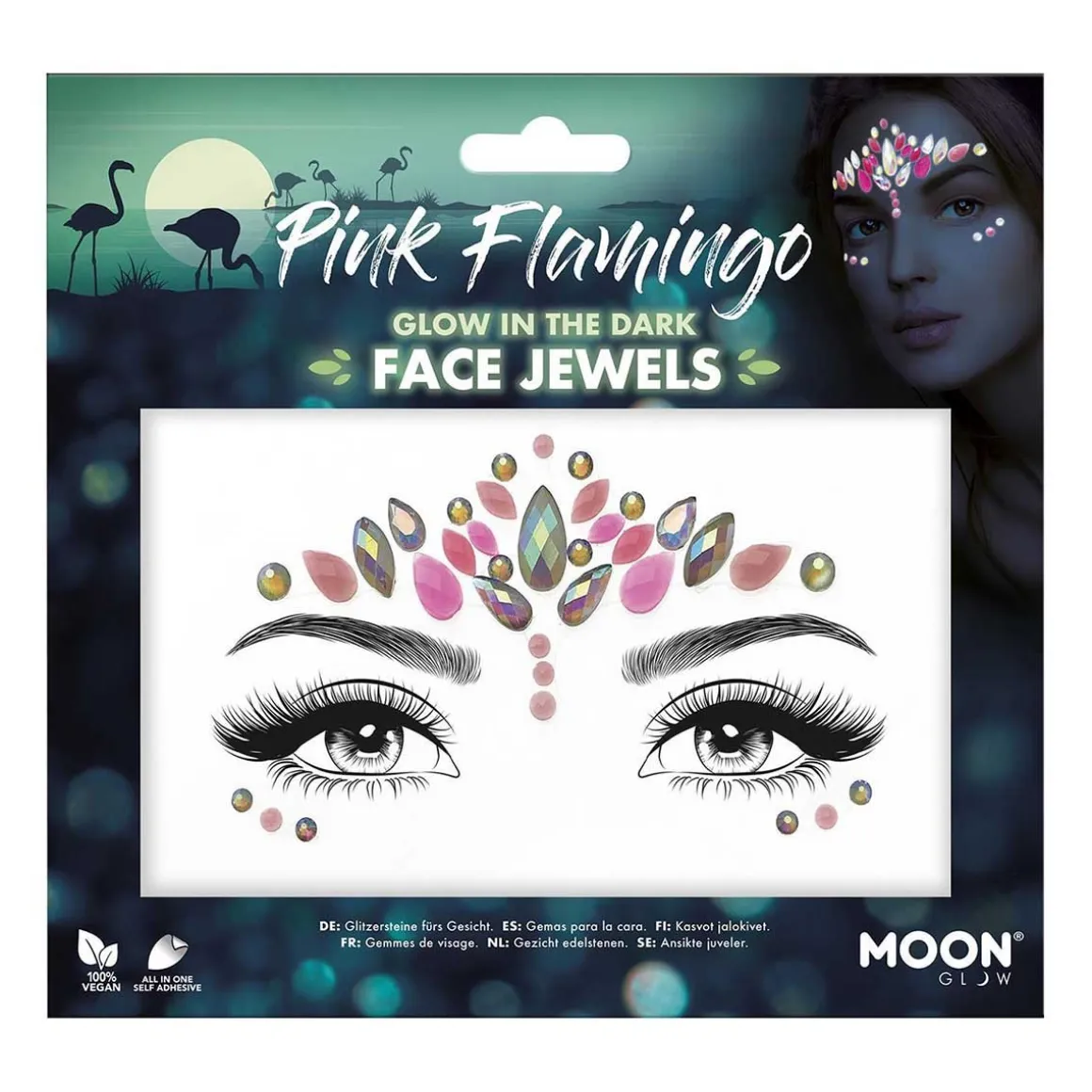 Moon glow in the dark kroppsstenar, Pink Flamingo