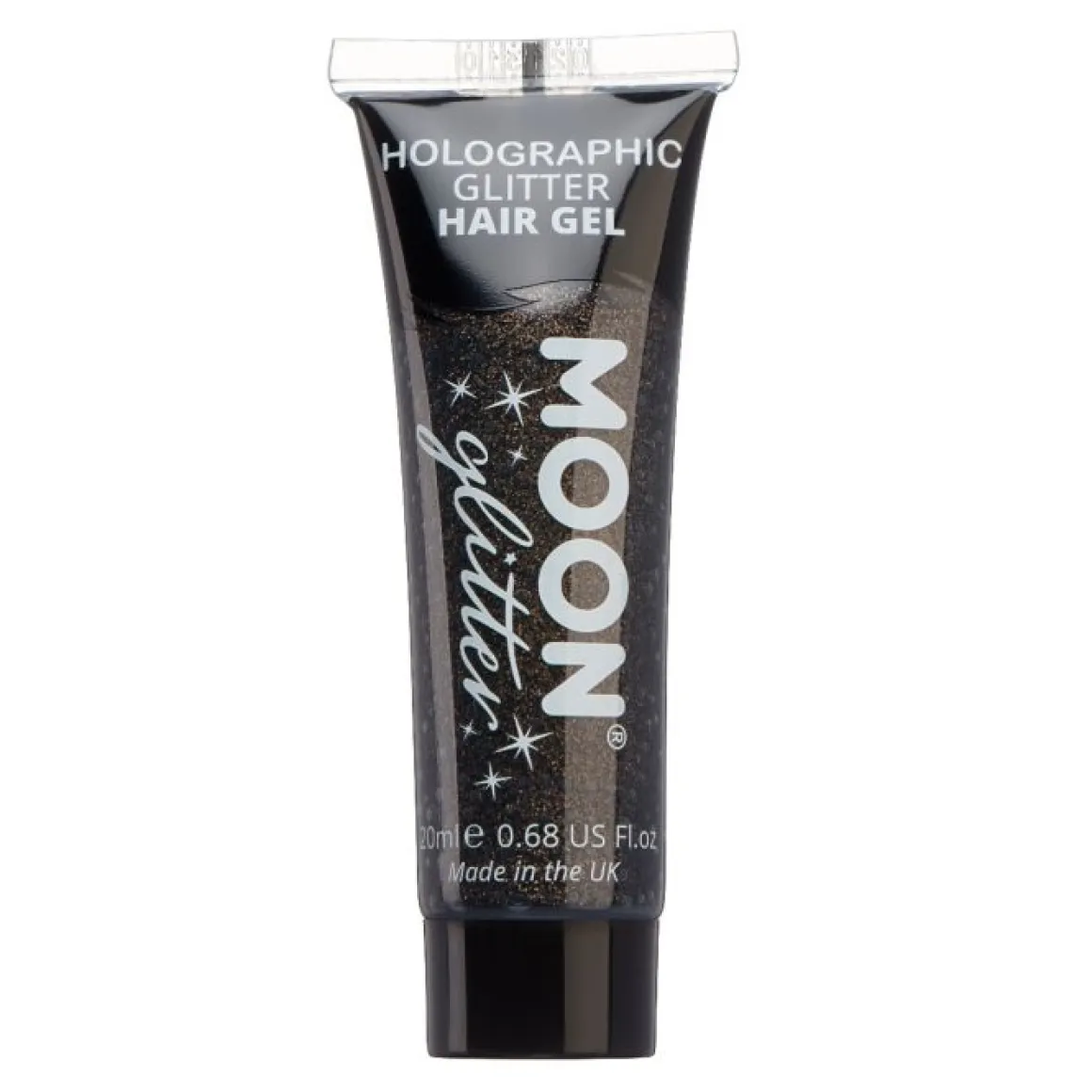 Moon Hårgelé holografiskt glitter, svart 20 ml