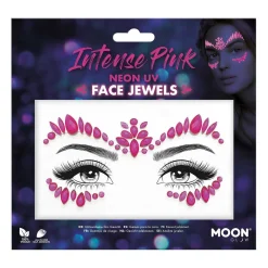 Moon Neon UV kroppsstenar, Intense Pink Face Jewels