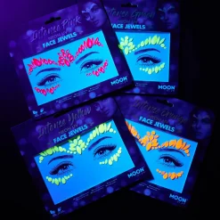 Moon Neon UV kroppsstenar, Intense Pink Face Jewels