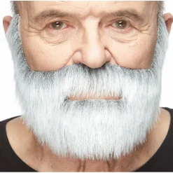 Mustasch med skägg, fisherman grå/vit