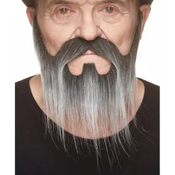 Mustasch med skägg, western svart/vit