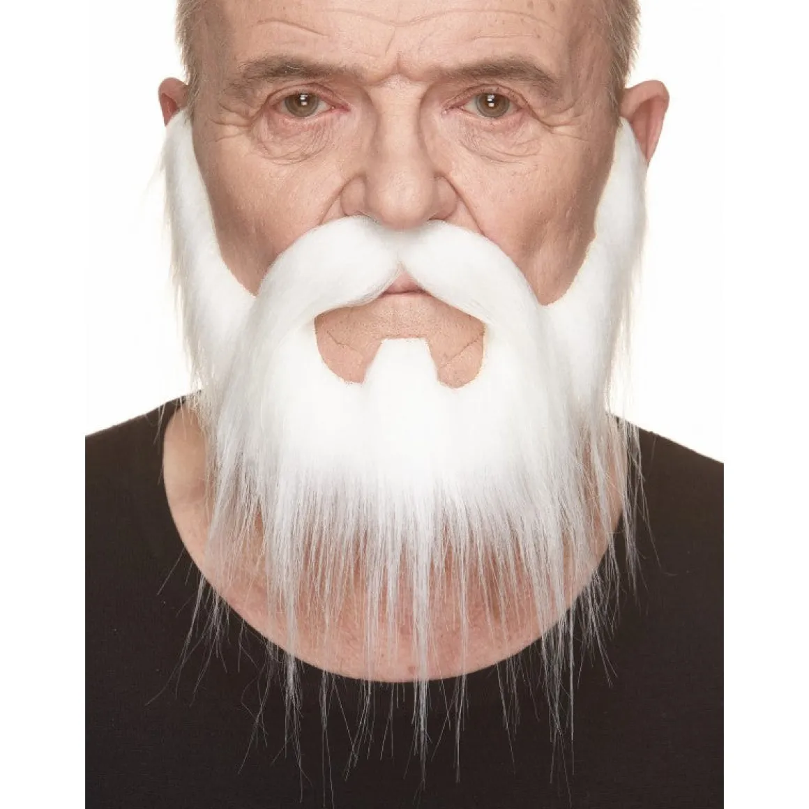 Mustasch med skägg, western vit