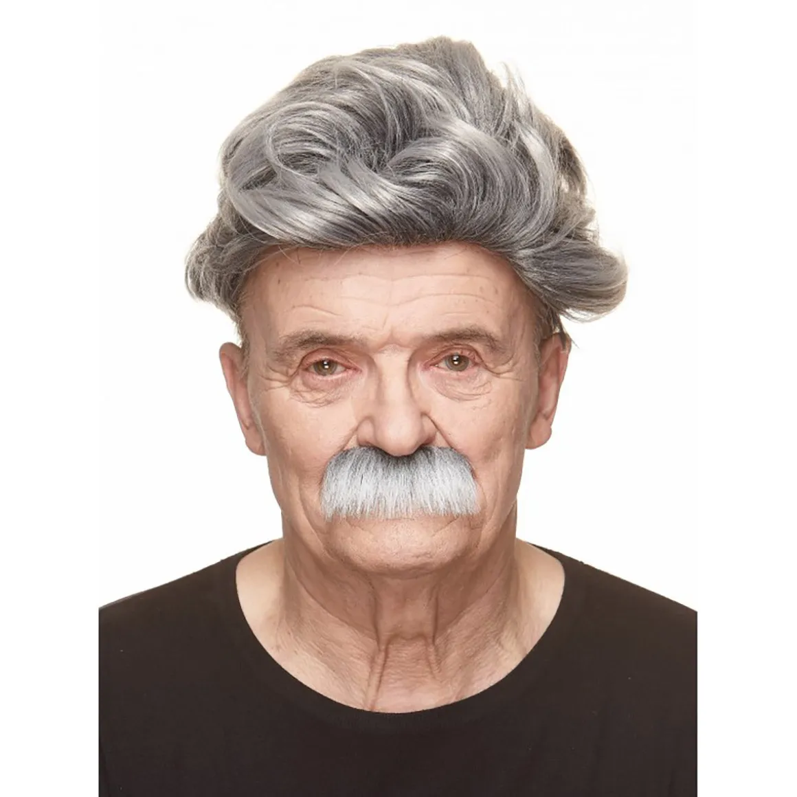 Mustasch, professor grå/vit