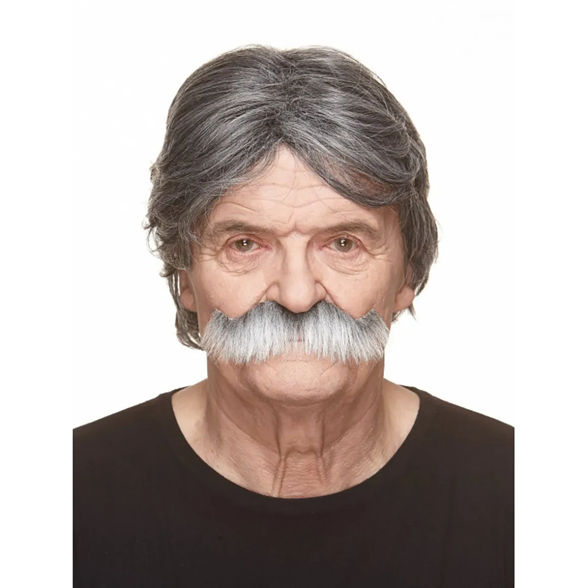 Mustasch, sheriff grå/vit