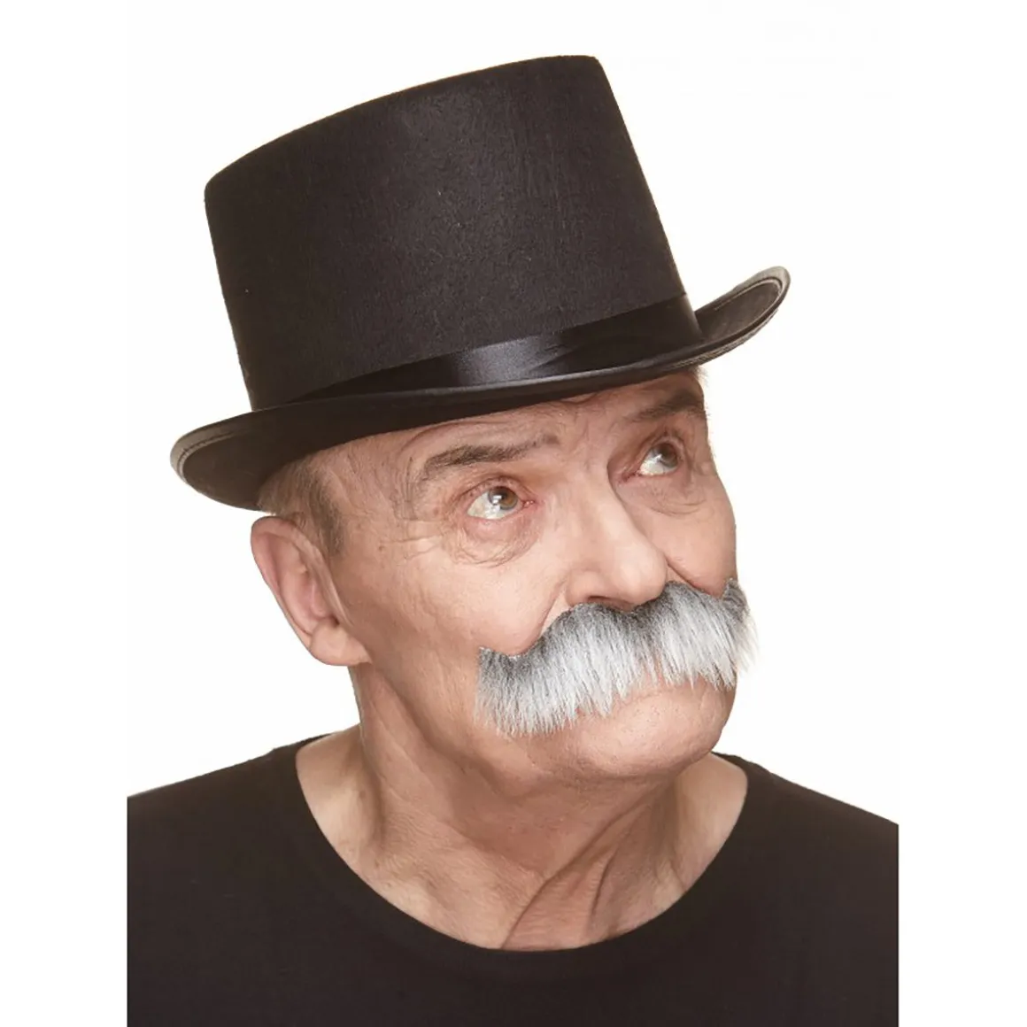 Mustasch, sheriff grå/vit