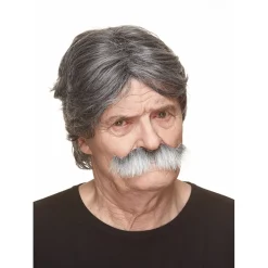 Mustasch, sheriff grå/vit