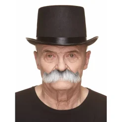 Mustasch, sheriff grå/vit