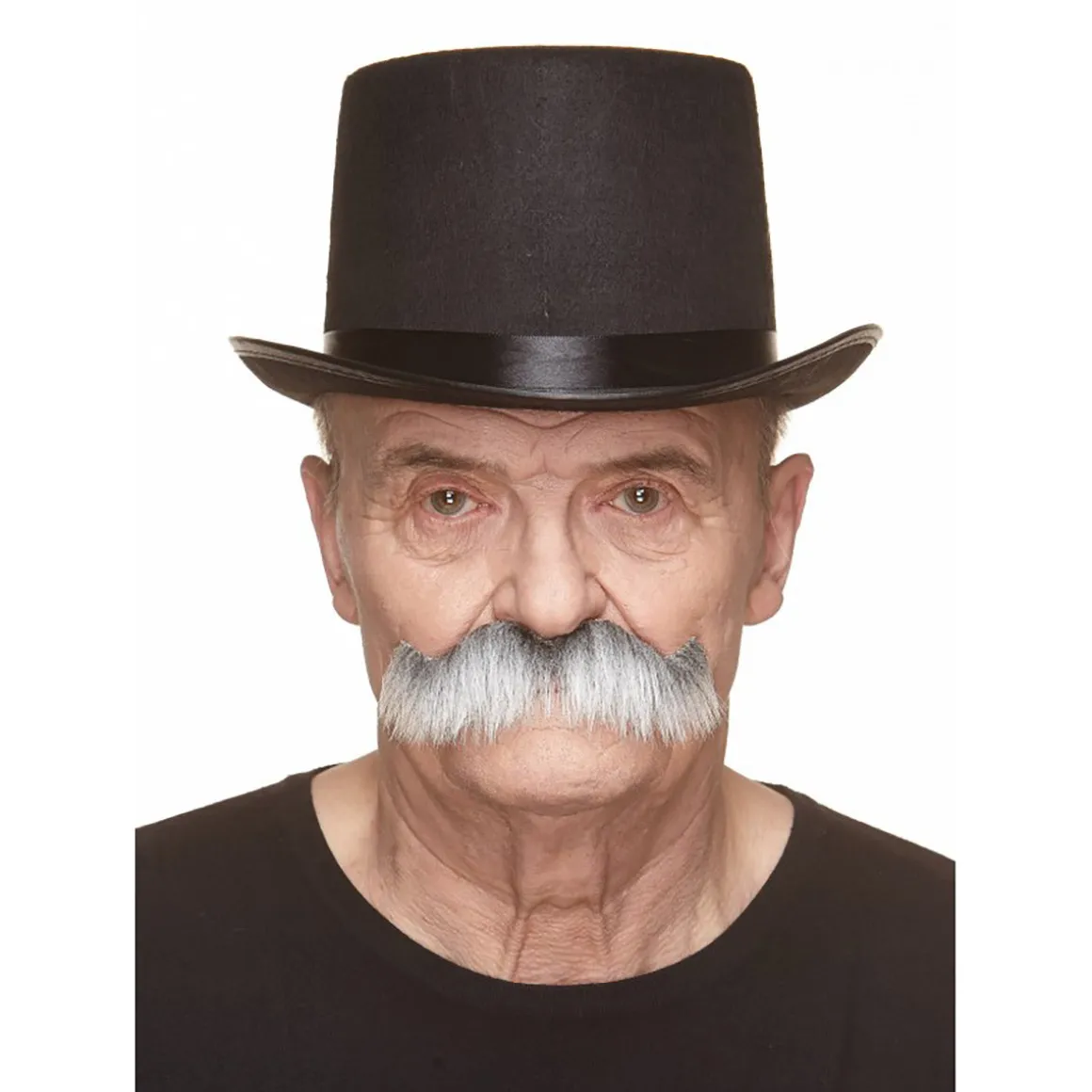 Mustasch, sheriff grå/vit