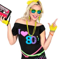 Näthandskar, neon gul 80-tal