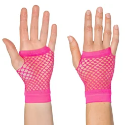 Näthandskar, neon rosa korta 80-tal
