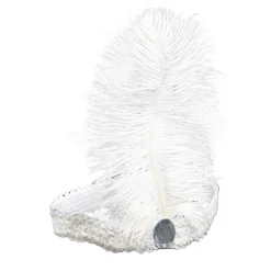 Pannband med fjäder, vit