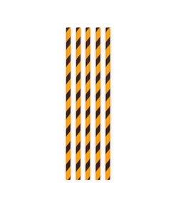 Papperssugrör, svart/orange 20 st