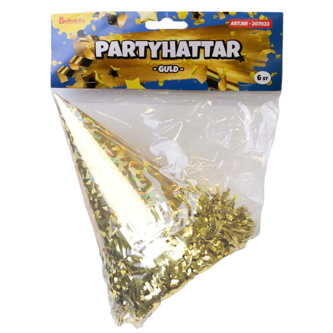 Partyhattar, guld 6 st