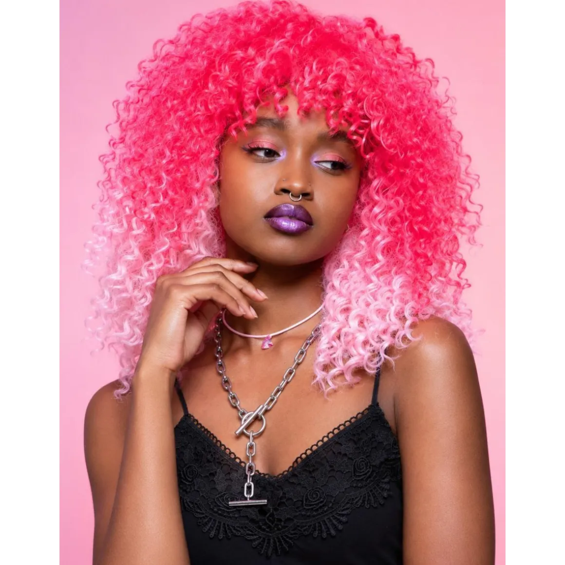 Peruk, Manic Panic Pink Passion Ombre Curl Girl