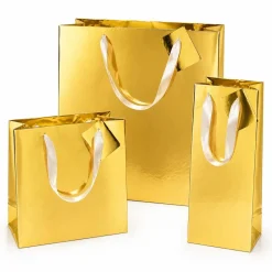 Presentpåse, guld 35x23 cm