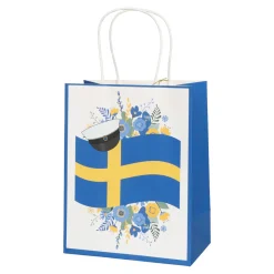 Presentpåse, svenska flaggan 18x32 cm